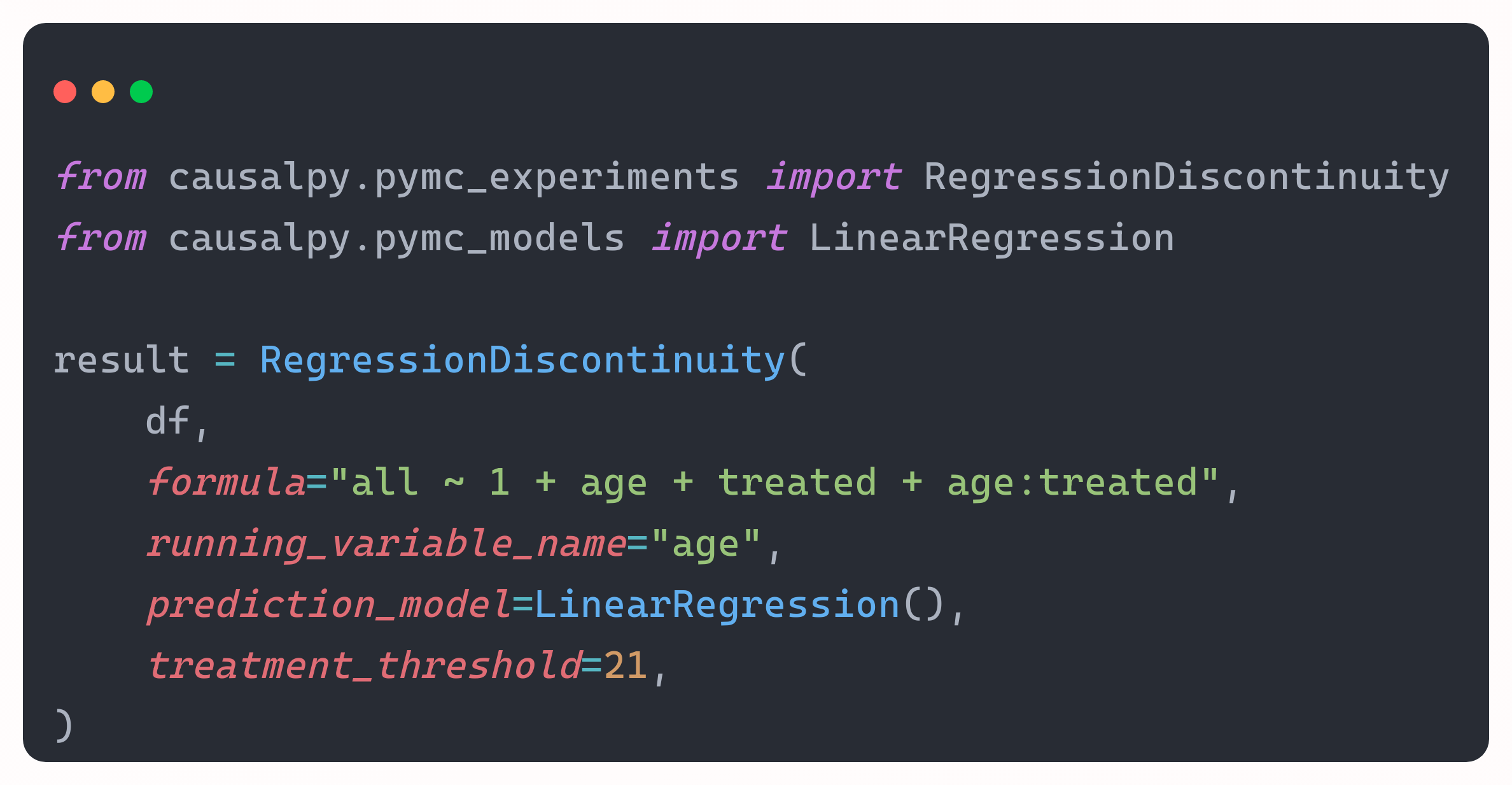 API for regression discontinuity